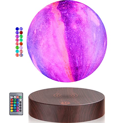 DIDWI Schwebende Mondlampe, magnetisches schwebendes Galaxie-Mondlicht mit 16 Farben LED-Beleuchtung, drehende 3D-Mondlampe, rotierende Nachtlichter für Zimmer, Bürodekoration, kreative Geschenke von DIDWI