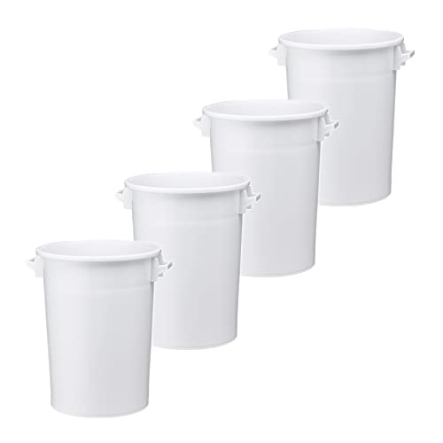 100 Liter Kunststofftonne mit Griffen + Deckel, lebensmittelecht, stapelbar, Stabiler Eimer, Plastiktonne, Rundbehälter, Universaltonne, Allzweckeimer, Vorratstonne, Futtertonne, Mülltonne 4X Weiß von DIE BOX FABRIK