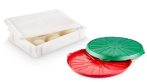1x Pizzaballenbox Gusto + 1x Deckel + 1x Avantibox (Aufbewahrungsbox) 40x30x7 cm, Teigbox für 6 Pizzaballen, Pizzateigbehälter (1x Gusto Box + 1x Deckel + 1x Avanti) von DIE BOX FABRIK