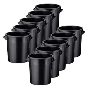 35 Liter Kunststofftonne mit Griffen + Deckel, stapelbar, Stabiler Eimer, Plastiktonne, Rundbehälter, Universaltonne, Allzweckeimer, Vorratstonne, Futtertonne, Mülltonne, 10x Schwarz von DIE BOX FABRIK