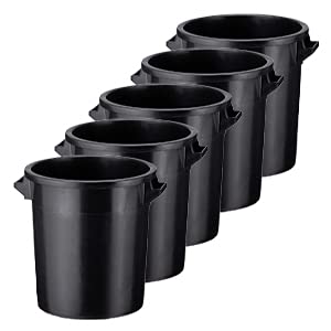 75 Liter Kunststofftonne mit Griffen + Deckel, stapelbar, Stabiler Eimer, Plastiktonne, Rundbehälter, Universaltonne, Allzweckeimer, Vorratstonne, Futtertonne, Mülltonne, 5X Schwarz von DIE BOX FABRIK