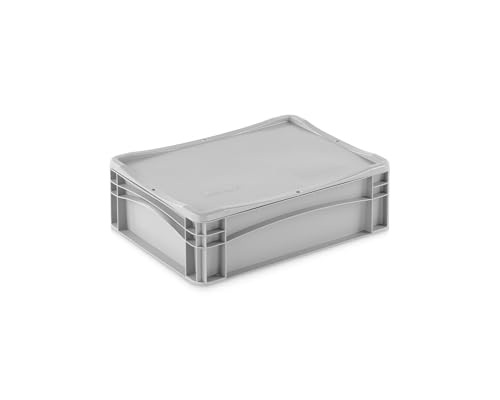 Aufbewahrungsbox mit Deckel | stabile Eurobox in 32 Ausführungen | Behälter für Garten, Haushalt, Lager oder Werkstatt – mit aufliegendem Deckel (Geschlossen - ohne Handgriff, 40x30x13,3 cm) von DIE BOX FABRIK