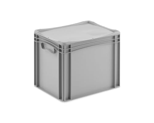 Aufbewahrungsbox mit Deckel | stabile Eurobox in 32 Ausführungen | Behälter für Garten, Haushalt, Lager oder Werkstatt – mit aufliegendem Deckel (Geschlossen - ohne Handgriff, 40x30x33,3 cm) von DIE BOX FABRIK