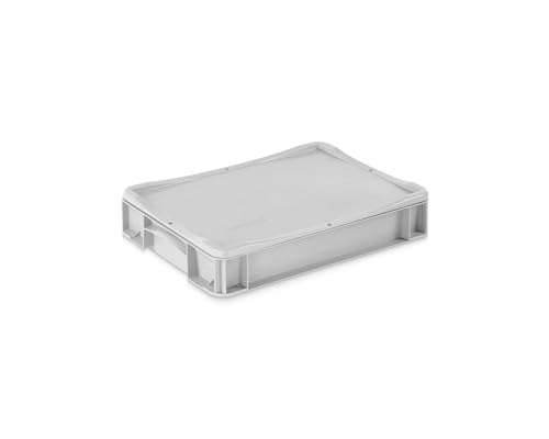 Aufbewahrungsbox mit Deckel | stabile Eurobox in 32 Ausführungen | Behälter für Garten, Haushalt, Lager oder Werkstatt – mit aufliegendem Deckel (Geschlossen - ohne Handgriff, 40x30x8,3 cm) von DIE BOX FABRIK