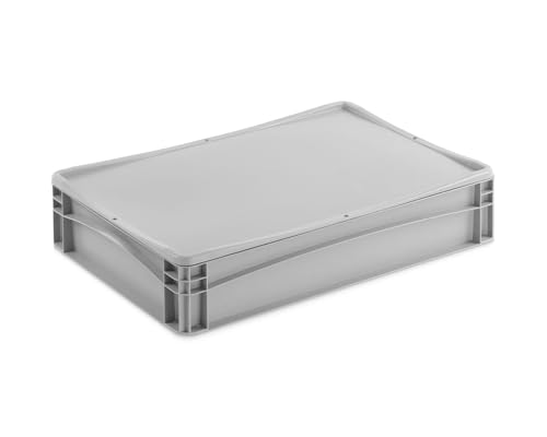 Aufbewahrungsbox mit Deckel | stabile Eurobox in 32 Ausführungen | Behälter für Garten, Haushalt, Lager oder Werkstatt – mit aufliegendem Deckel (Geschlossen - ohne Handgriff, 60x40x13,3 cm) von DIE BOX FABRIK