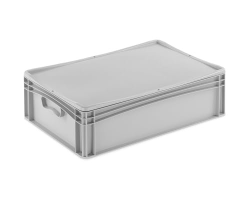 Aufbewahrungsbox mit Deckel | stabile Eurobox in 32 Ausführungen | Behälter für Garten, Haushalt, Lager oder Werkstatt – mit aufliegendem Deckel (Geschlossen - ohne Handgriff, 60x40x18,3 cm) von DIE BOX FABRIK
