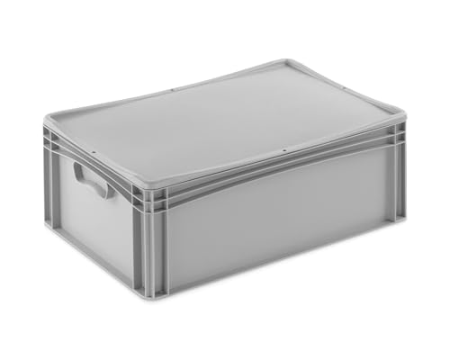 Aufbewahrungsbox mit Deckel | stabile Eurobox in 32 Ausführungen | Behälter für Garten, Haushalt, Lager oder Werkstatt – mit aufliegendem Deckel (Geschlossen - ohne Handgriff, 60x40x23,3 cm) von DIE BOX FABRIK