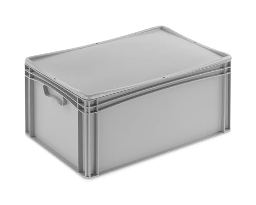 Aufbewahrungsbox mit Deckel | stabile Eurobox in 32 Ausführungen | Behälter für Garten, Haushalt, Lager oder Werkstatt – mit aufliegendem Deckel (Geschlossen - ohne Handgriff, 60x40x28,3 cm) von DIE BOX FABRIK