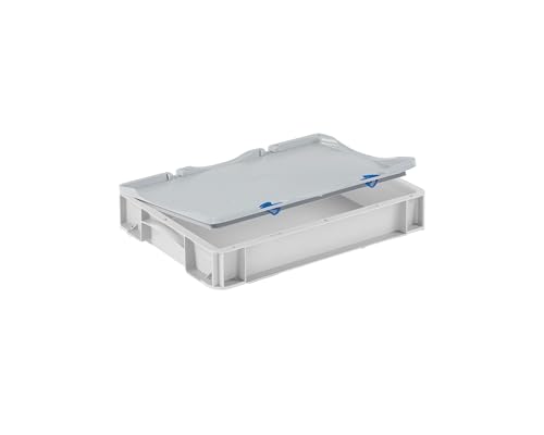 DIE BOX FABRIK Stabile Aufbewahrungsbox mit Deckel stapelbare Plastikbox Kunststoffbox Kiste in 12 Größen für Anwendungen wie Haushalt, Lager, Transport oder Industrie (40x30x8 cm) von DIE BOX FABRIK