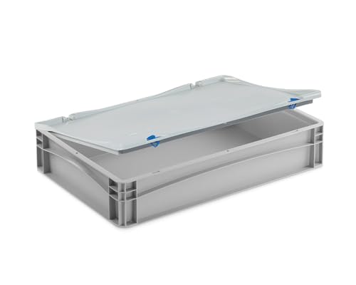 DIE BOX FABRIK Stabile Aufbewahrungsbox mit Deckel stapelbare Plastikbox Kunststoffbox Kiste in 12 Größen für Anwendungen wie Haushalt, Lager, Transport oder Industrie (60x40x13 cm) von DIE BOX FABRIK