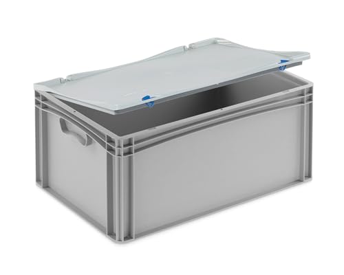 DIE BOX FABRIK Stabile Aufbewahrungsbox mit Deckel stapelbare Plastikbox Kunststoffbox Kiste in 12 Größen für Anwendungen wie Haushalt, Lager, Transport oder Industrie (60x40x28 cm) von DIE BOX FABRIK