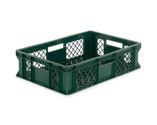 DIE BOX FABRIK Eurobox 60x40 cm in verschiedenen Höhen & Farben | Bäckerkiste, Gemüsekiste & Obstkiste stapelbar | Offene Brötchenkiste | Transportbehälter, Lagerbox (Grün, 60x40x15 cm) von DIE BOX FABRIK