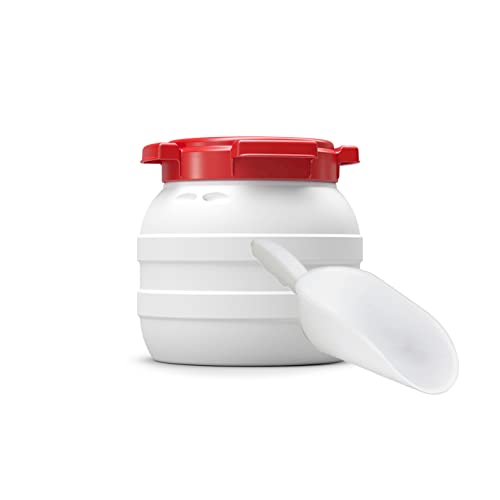 DIE BOX FABRIK Futtertonne für Tierfutter mit Deckel & Schaufel | Große Öffnung | Tierfutterbehälter | Futtercontainer | Futterbox | HDPE | Top-Qualität (3,6 Liter), 3387-WE-RO-AMZ von DIE BOX FABRIK