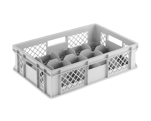 DIE BOX FABRIK Gläserkiste 600x400x150mm mit Einsatz für verschiedene Einsatzzwecke, Gläserkasten, Gläserkorb (15 Gläser 5x3) von DIE BOX FABRIK