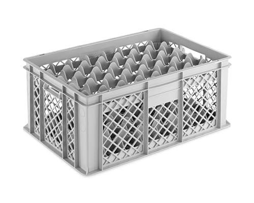 DIE BOX FABRIK Gläserkiste 600x400x260mm mit Einsatz für verschiedene Einsatzzwecke, Gläserkasten, Gläserkorb (40 Gläser 8x5) von DIE BOX FABRIK