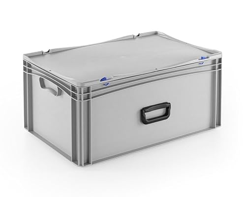 DIE BOX FABRIK Robuster Eurobehälter mit Tragegriff & Scharnierdeckel | Stapelbarer Kunststoffkoffer für Lager & Transport | Aufbewahrungsbox für Werkzeuge, Logistik & Industrie (600x400x283 mm) von DIE BOX FABRIK
