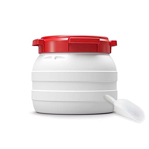 DIE BOX FABRIK Futtertonne für Tierfutter mit Deckel & Schaufel | Große Öffnung | Tierfutterbehälter | Futtercontainer | Futterbox | HDPE | Top-Qualität (10 Liter) von DIE BOX FABRIK