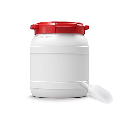 DIE BOX FABRIK Futtertonne für Tierfutter mit Deckel & Schaufel | Große Öffnung | Tierfutterbehälter | Futtercontainer | Futterbox | HDPE | Top-Qualität (15 Liter) von DIE BOX FABRIK