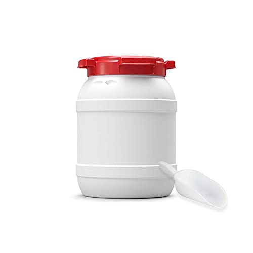 DIE BOX FABRIK Futtertonne für Tierfutter mit Deckel & Schaufel | Große Öffnung | Tierfutterbehälter | Futtercontainer | Futterbox | HDPE | Top-Qualität (6 Liter) von DIE BOX FABRIK