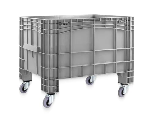 Großbehälter mit 4 Füßen oder Rollen | Transportwagen | Großer Behälter als Umzugsbehälter, Transportbox, Lagerbehälter oder Gartenwagen (Grau, Ida XL Rollen) von DIE BOX FABRIK