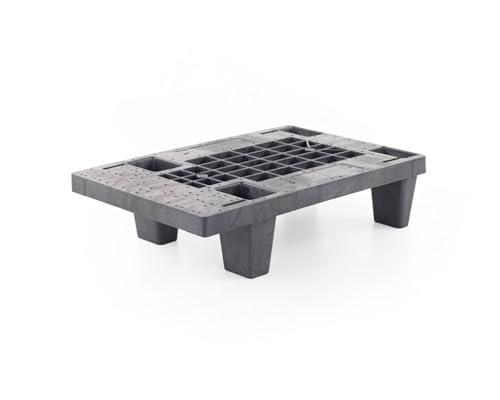 Kunststoff Viertelpalette 60 x 40 im viertel Europaletten-Maß | 4 Füße | bis 200kg dynamsiche Tragkaft | bis 500kg statische Traglast | 600 x 400mm | schwarz (1) von DIE BOX FABRIK