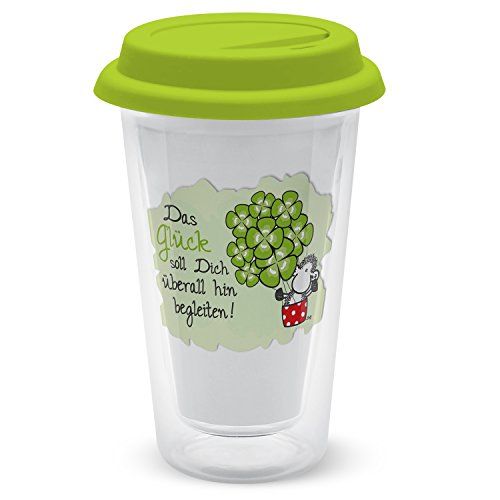 Die Geschenkewelt Sheepworld 44898 Glück soll Dich überall hin begleiten, doppelwandiges, 35 cl, grün Glas-Becher, 9 cm Die Geschenkewelt Sheepworld 44898 Glück soll Dich überall hin begleiten, doppelwandiges, 35 cl, grün Glas-Becher, 9 cm von Die Geschenkewelt