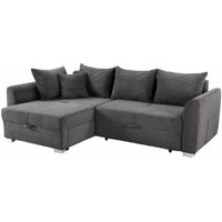 Ecksofa Cord grau 236 x 160 cm - Bettkasten - boomer Die Möbelfundgrube von DIE MÖBELFUNDGRUBE