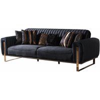 Einzelsofa 3-Sitzer schwarz - gold 240 cm - singapur Die Möbelfundgrube von DIE MÖBELFUNDGRUBE