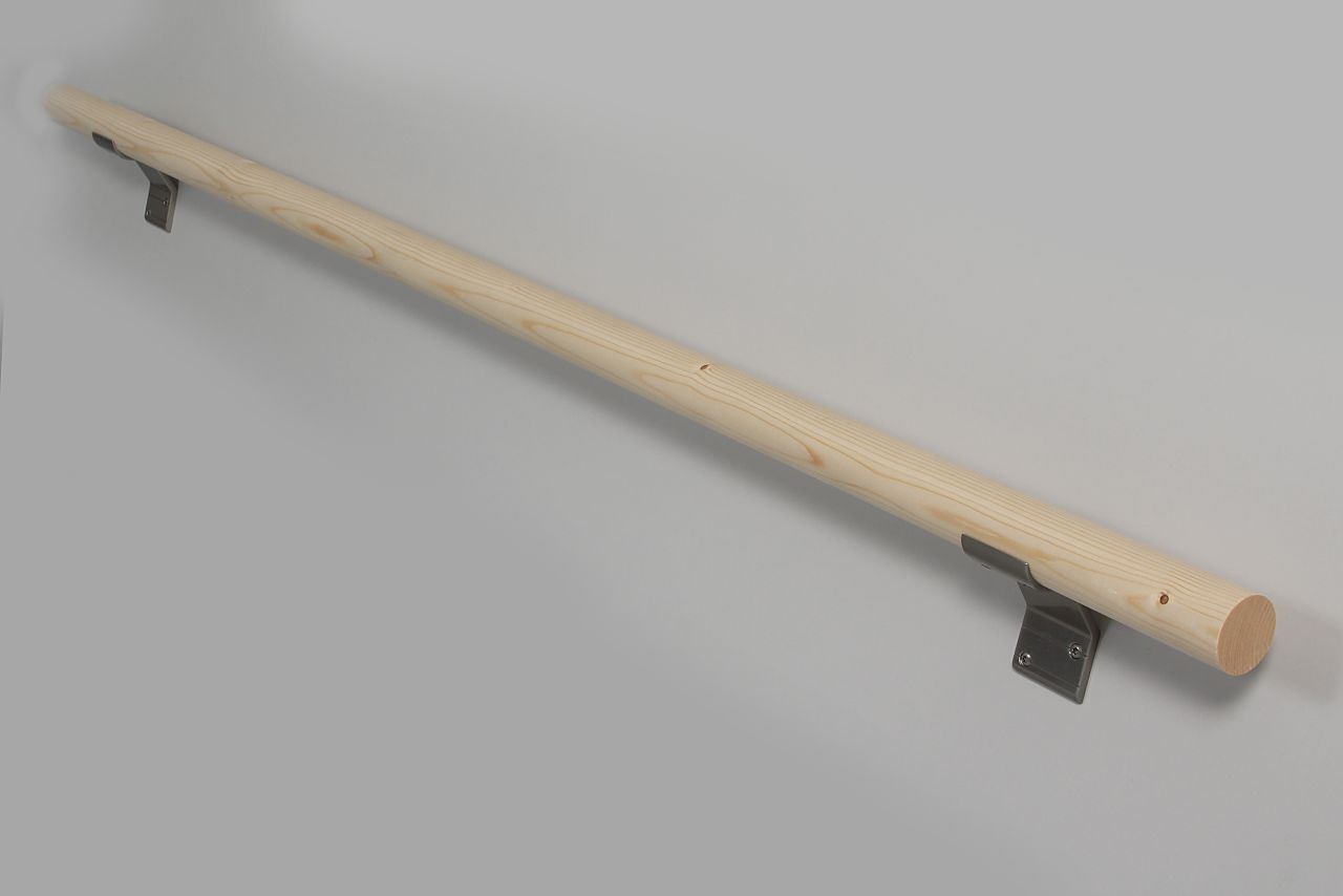 Handlaufset Fichte mit Alu-Konsolen / 150 cm  Ø 40 mm von DIEDA