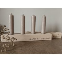 Adventskranz Aus Holz Mit Gravur | Kerzenhalter Adventszeit Adventsbrett Eckig von DIEHOLZBOX