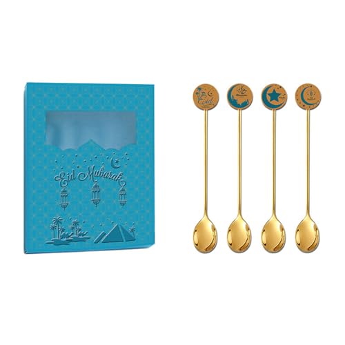 4-teiliges Edelstahl-Essutensilien-Set, Urlaubsparty-Besteck, elegantes Geschirr für Eid-Veranstaltungen und Bürogebrauch, Kaffee-Rührlöffel von DIEKE