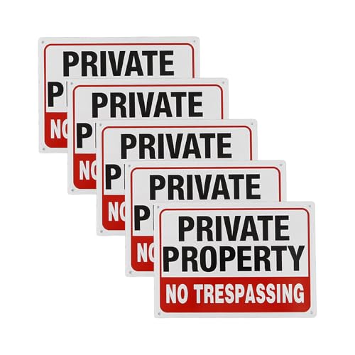Aluminium-Schilder "Private Property", Aufschrift "Not Trespassing", für sichere Grenzen, einfach zu montieren, für den Außenbereich, Warnschild, 5 Stück Aluminium-Schilder "Private Property", Aufschrift "Not Trespassing", für sichere Grenzen, einfach zu montieren, für den Außenbereich, Warnschild, 5 Stück von DIEKE