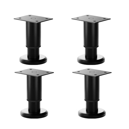 DIEKE 4 x robuste, ausziehbare Möbelstützen, rutschfest, schwarze Nivellierfüße, Möbelbeine für Tische, Stühle und Sofas, robuste Tischbeine von DIEKE