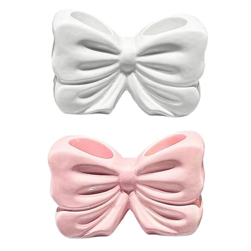 Keramik-Zahnbürstenständer in Schleifenform, für Badezimmer, Waschtisch, Dekoration, Halter für Badezimmer, 2 Stück Keramik-Zahnbürstenständer in Schleifenform, für Badezimmer, Waschtisch, Dekoration, Halter für Badezimmer, 2 Stück von DIEKE