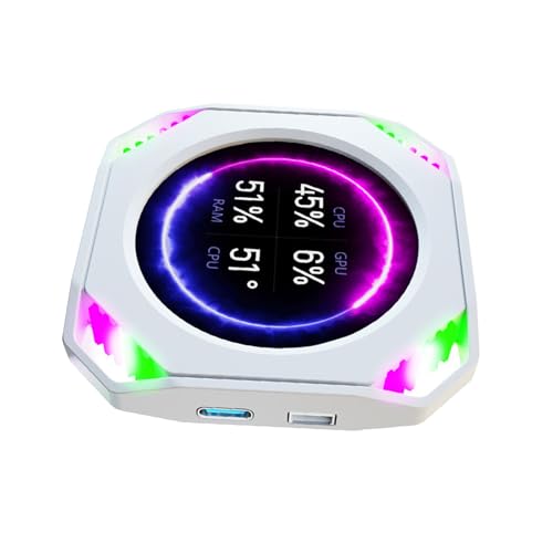 Runder USB-PC-Monitor, 5,3 cm (2,1 Zoll) Display, GPU, CPU, Temperatur-Tracking, kompaktes Design für Computer, baut Wasserkühlung Display von DIEKE
