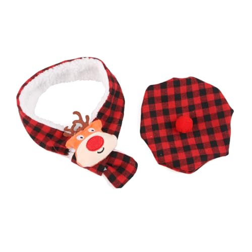 Weihnachtsmütze und Schal für Hunde, Kopfbedeckung, Weihnachten, Haustier-Schal, Kopfbedeckung, Party-Kostüm, Foto-Requisiten, Haustierkostüm für große Hunde und Katzen von DIEKE