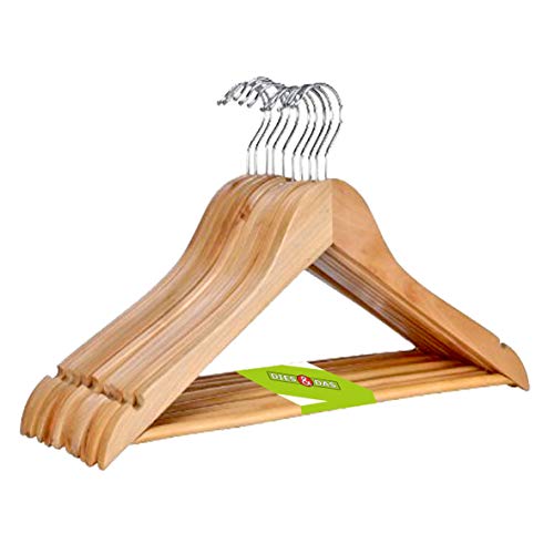 1-200 (20) Stück DIES&DAS qualitativ hochwertiger Designer Kleiderbügel aus Holz mit Hosensteg 360 Grad drehbarem Harken Hosenstange und Rockaufhängekerben Garderobenbügel Holzbügel Hosenbügel Hosenhalter in einem sehr schönen Design von DIES&DAS