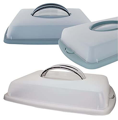 DIES&DAS Tortenbeh?lter Tortencontainer Blechkuchen Transportbox 9 x 43 x 31 cm mit klappbaren Griffen Pastell Blau von DIES&DAS