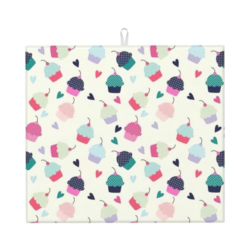 Abtropfmatte mit Cupcake-Herzen, süßer Druck, niedlicher Druck, für Küche, ästhetisch, saugfähig, Abtropfmatte, leicht zu reinigen Abtropfmatte mit Cupcake-Herzen, süßer Druck, niedlicher Druck, für Küche, ästhetisch, saugfähig, Abtropfmatte, leicht zu reinigen von DIEzig