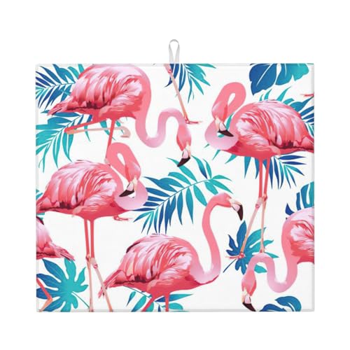 Abtropfmatte mit Flamingo-Vogel-Motiv, niedlich, für Küche, ästhetisch, saugfähig, Abtropfmatte, leicht zu reinigen Abtropfmatte mit Flamingo-Vogel-Motiv, niedlich, für Küche, ästhetisch, saugfähig, Abtropfmatte, leicht zu reinigen von DIEzig