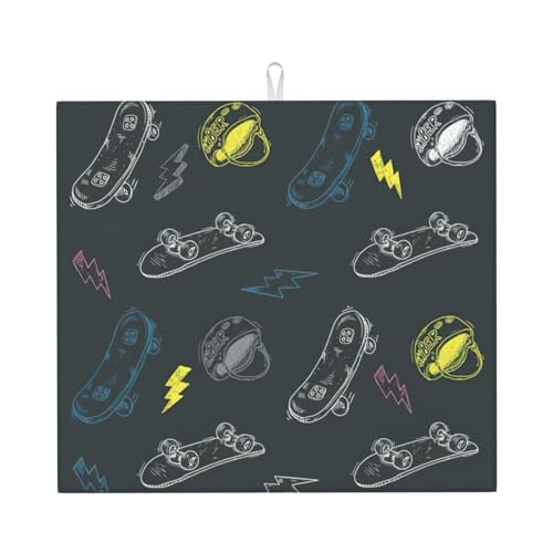 Abtropfmatte mit Graffiti-Skateboard-Druck, niedliche Abtropfmatte für Küche, ästhetisch, saugfähig, leicht zu reinigen Abtropfmatte mit Graffiti-Skateboard-Druck, niedliche Abtropfmatte für Küche, ästhetisch, saugfähig, leicht zu reinigen von DIEzig