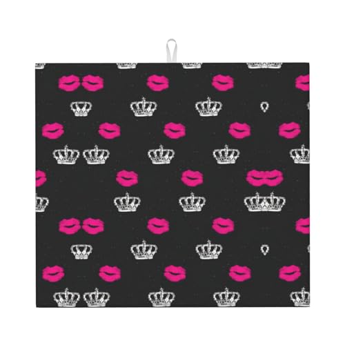 Abtropfmatte mit Krone und Lippen, niedlich, für Küche, ästhetisch, saugfähig, Abtropfmatte, leicht zu reinigen Abtropfmatte mit Krone und Lippen, niedlich, für Küche, ästhetisch, saugfähig, Abtropfmatte, leicht zu reinigen von DIEzig