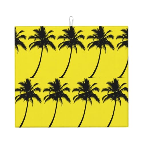 Abtropfmatte mit Palmen-Druck, niedlich, ästhetisch, saugfähig, Abtropfmatte, leicht zu reinigen von DIEzig
