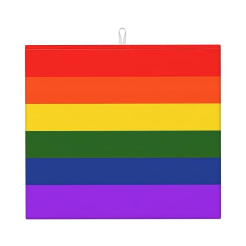Abtropfmatte mit Regenbogen-Flagge, niedlich, ästhetisch, saugfähig, Abtropfmatte, leicht zu reinigen von DIEzig