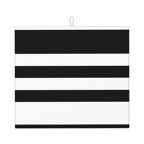 Abtropfmatte mit Streifen, schwarz-weißer Druck, niedlich, ästhetisch, saugfähig, Abtropfmatte, Küchen-Abtropfmatte, leicht zu reinigen Abtropfmatte mit Streifen, schwarz-weißer Druck, niedlich, ästhetisch, saugfähig, Abtropfmatte, Küchen-Abtropfmatte, leicht zu reinigen von DIEzig