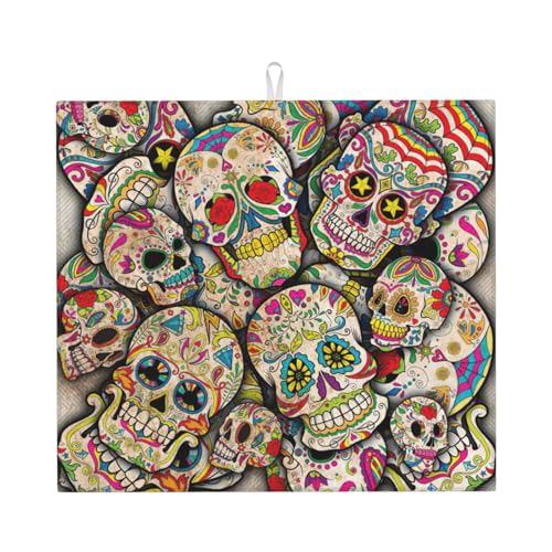 Abtropfmatte mit Totenkopf-Aufdruck, für Küche, ästhetisch, saugfähig, Abtropfmatte, leicht zu reinigen Abtropfmatte mit Totenkopf-Aufdruck, für Küche, ästhetisch, saugfähig, Abtropfmatte, leicht zu reinigen von DIEzig