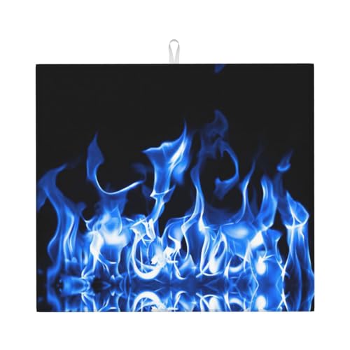 Abtropfmatte mit blauem Feuerdruck, niedlich, ästhetisch, saugfähig, leicht zu reinigen Abtropfmatte mit blauem Feuerdruck, niedlich, ästhetisch, saugfähig, leicht zu reinigen von DIEzig