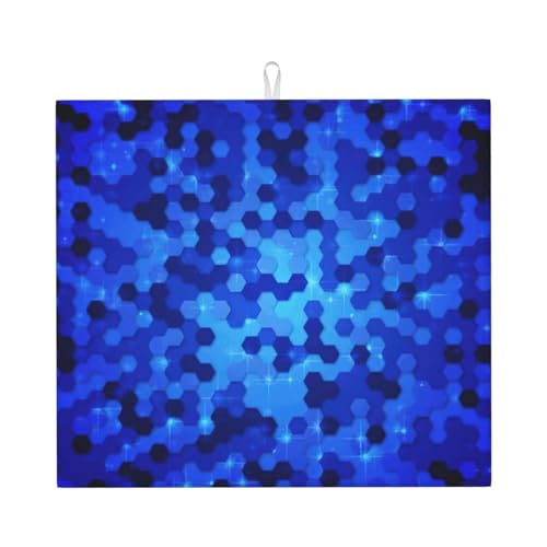 Abtropfmatte mit blauem Sechseck-Muster, niedlich, für Küche, ästhetisch, saugfähig, Abtropfmatte, leicht zu reinigen Abtropfmatte mit blauem Sechseck-Muster, niedlich, für Küche, ästhetisch, saugfähig, Abtropfmatte, leicht zu reinigen von DIEzig