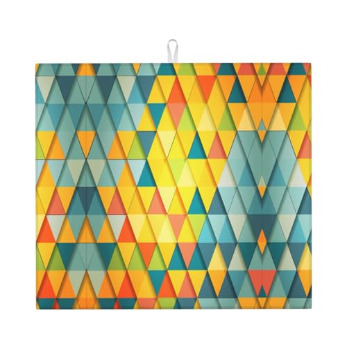 Abtropfmatte mit buntem Dreiecksdruck, niedliche Abtropfmatte für Küche, ästhetisch, saugfähig, leicht zu reinigen von DIEzig