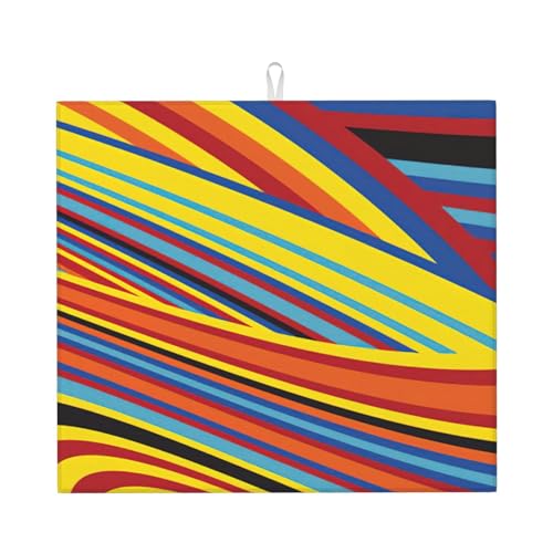 Abtropfmatte mit buntem Streifendruck, für Küche, ästhetisch, saugfähig, Abtropfmatte, leicht zu reinigen von DIEzig